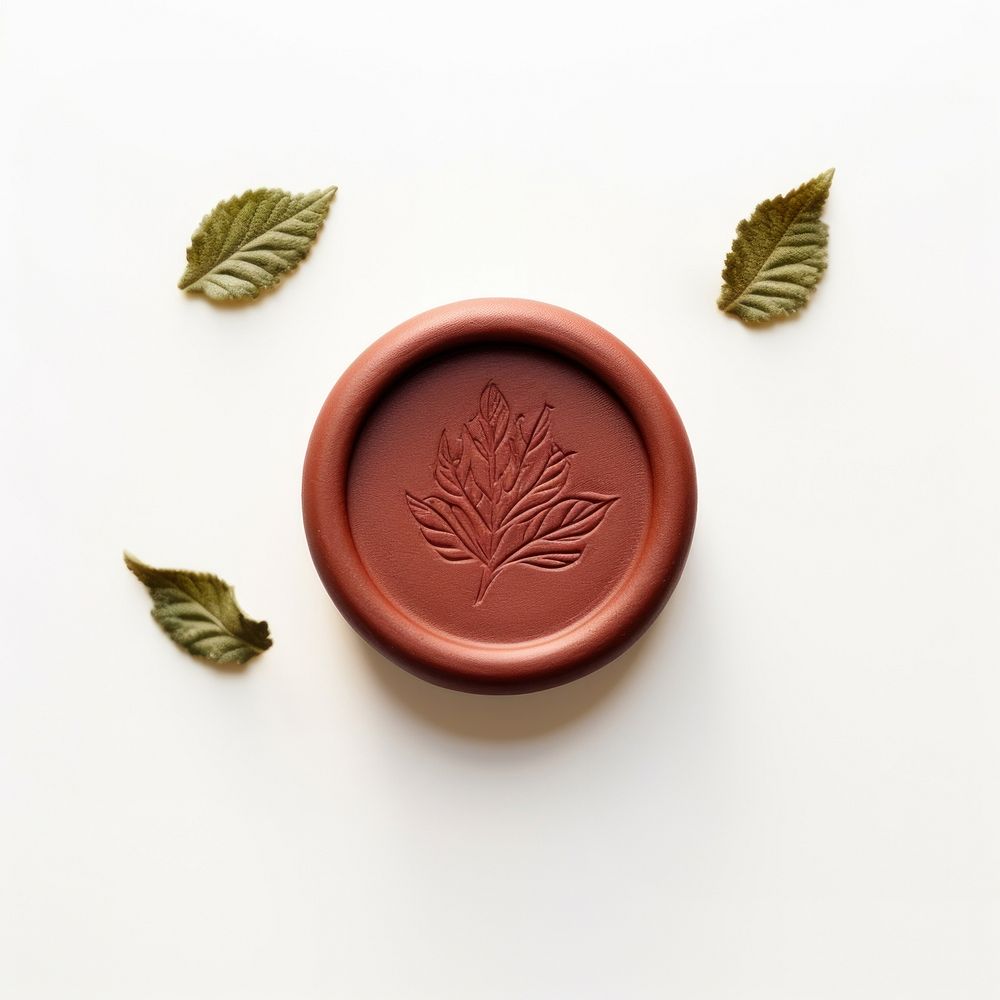 Seal Wax Stamp tea plant leaf white background.