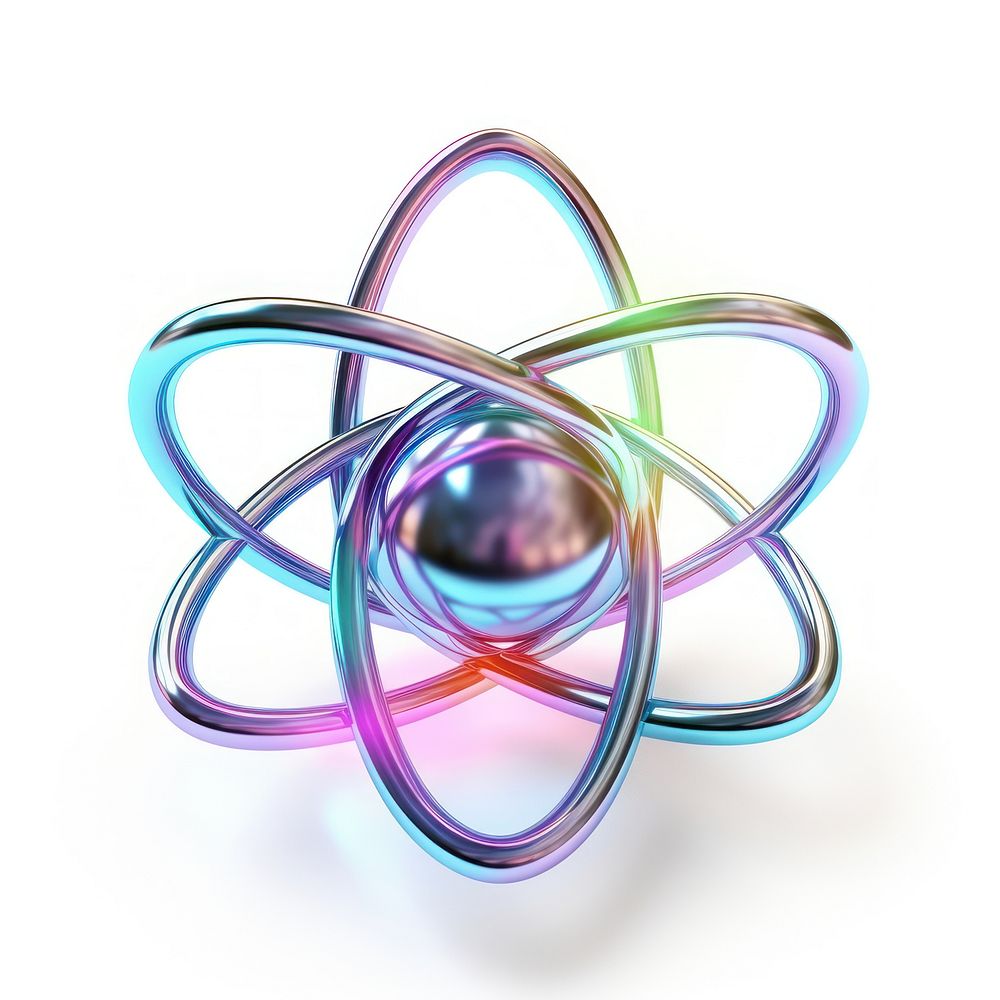 Atom symbol jewelry sphere white background.