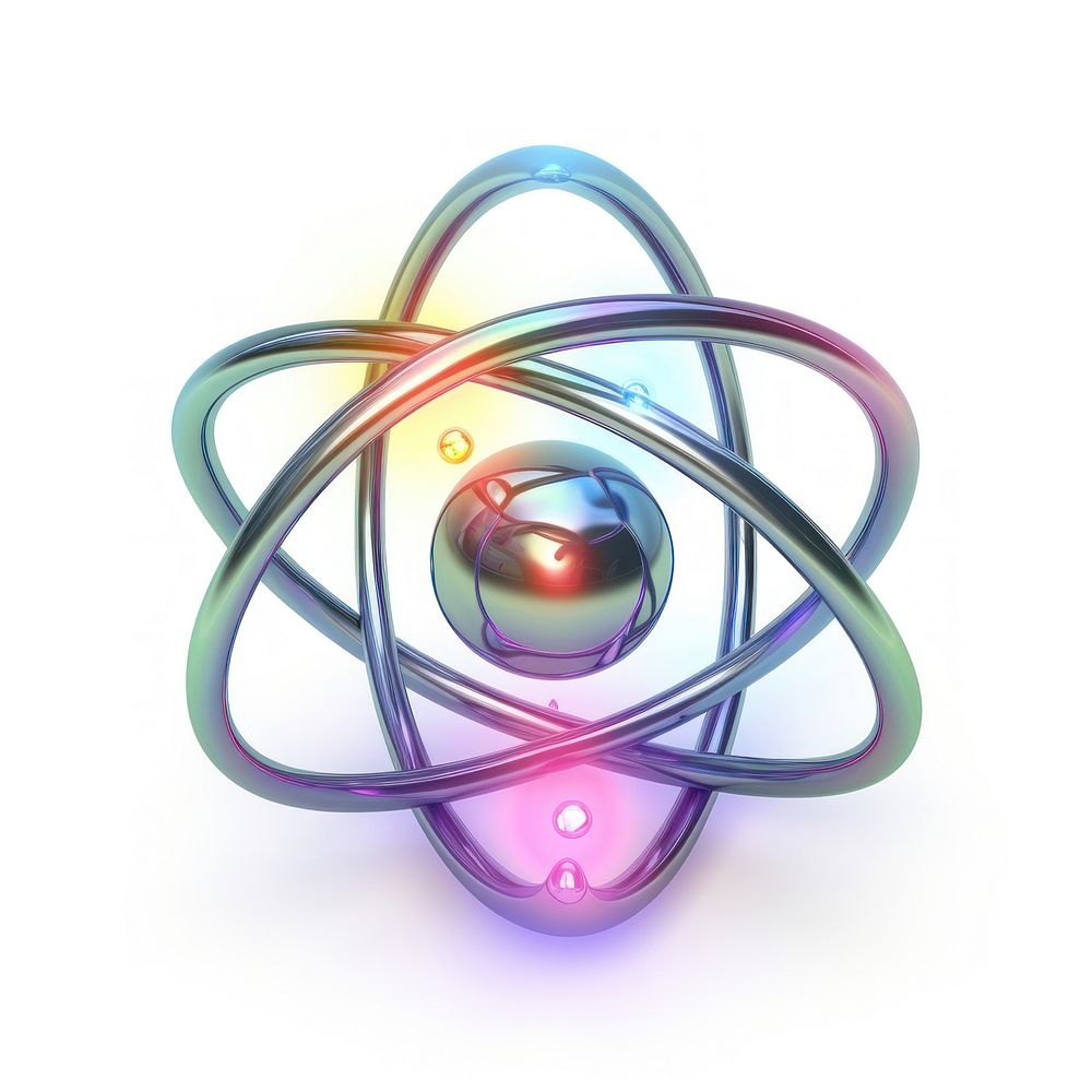 Atom symbol sphere white background technology.