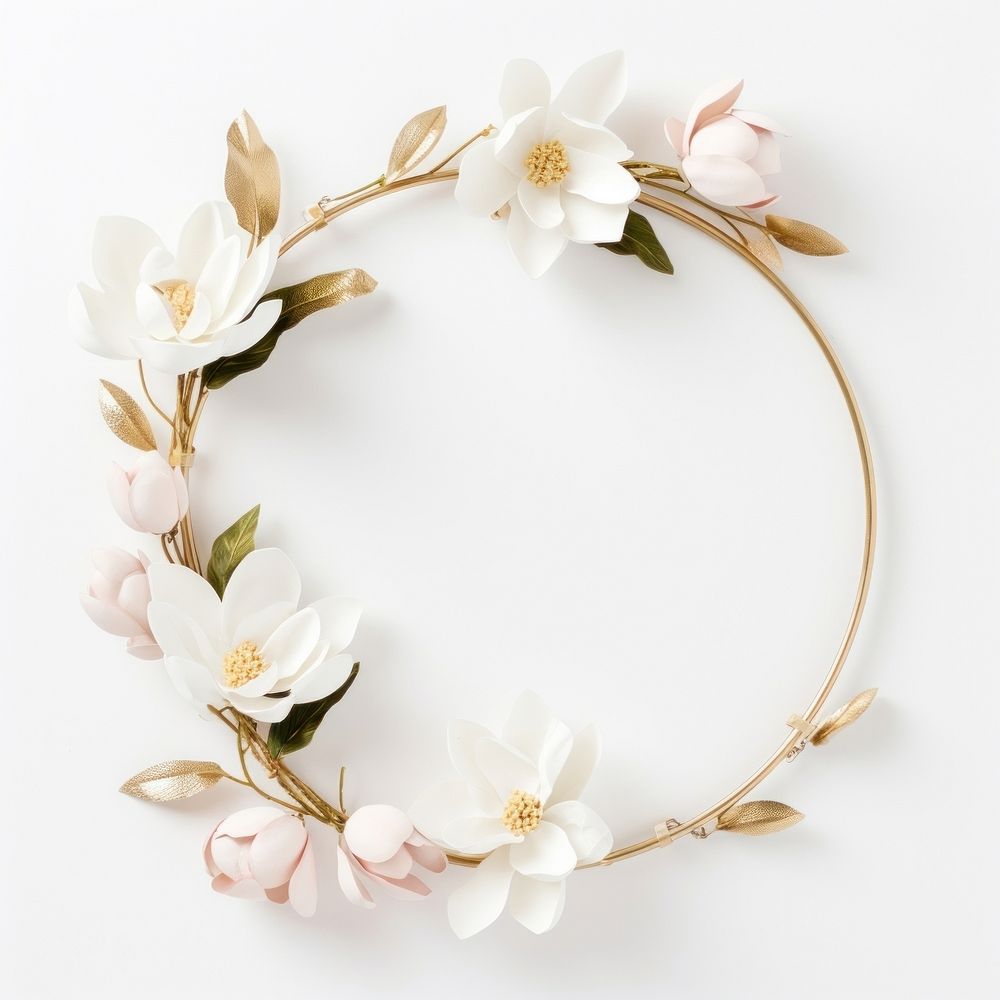 Magnolia circle wreath white.