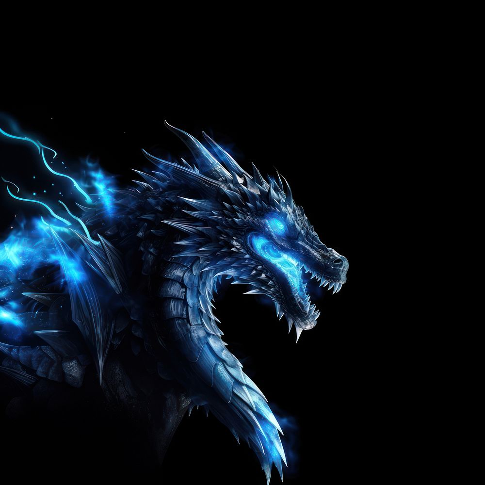 Dragon animal black blue.