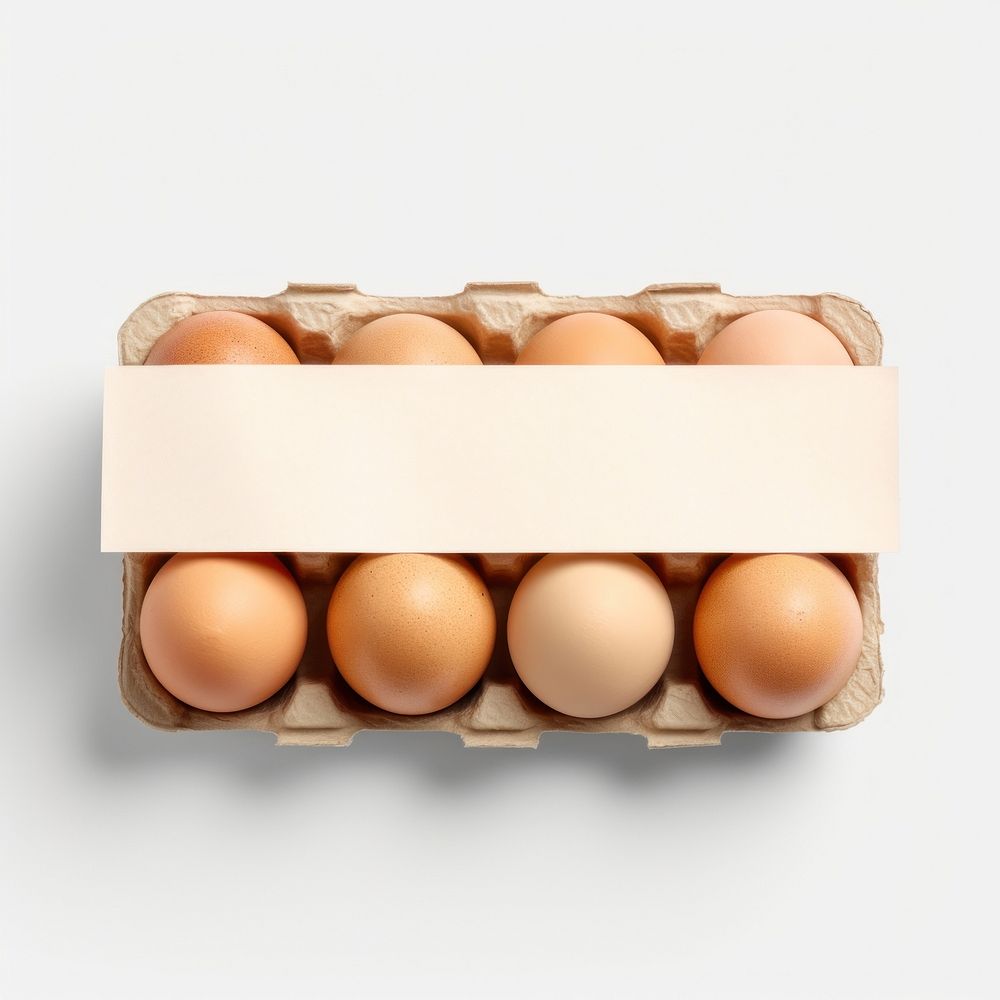 Egg carton  whit label food white background simplicity.