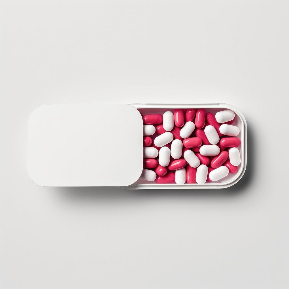 Pill box packaging  white background medication medicine.