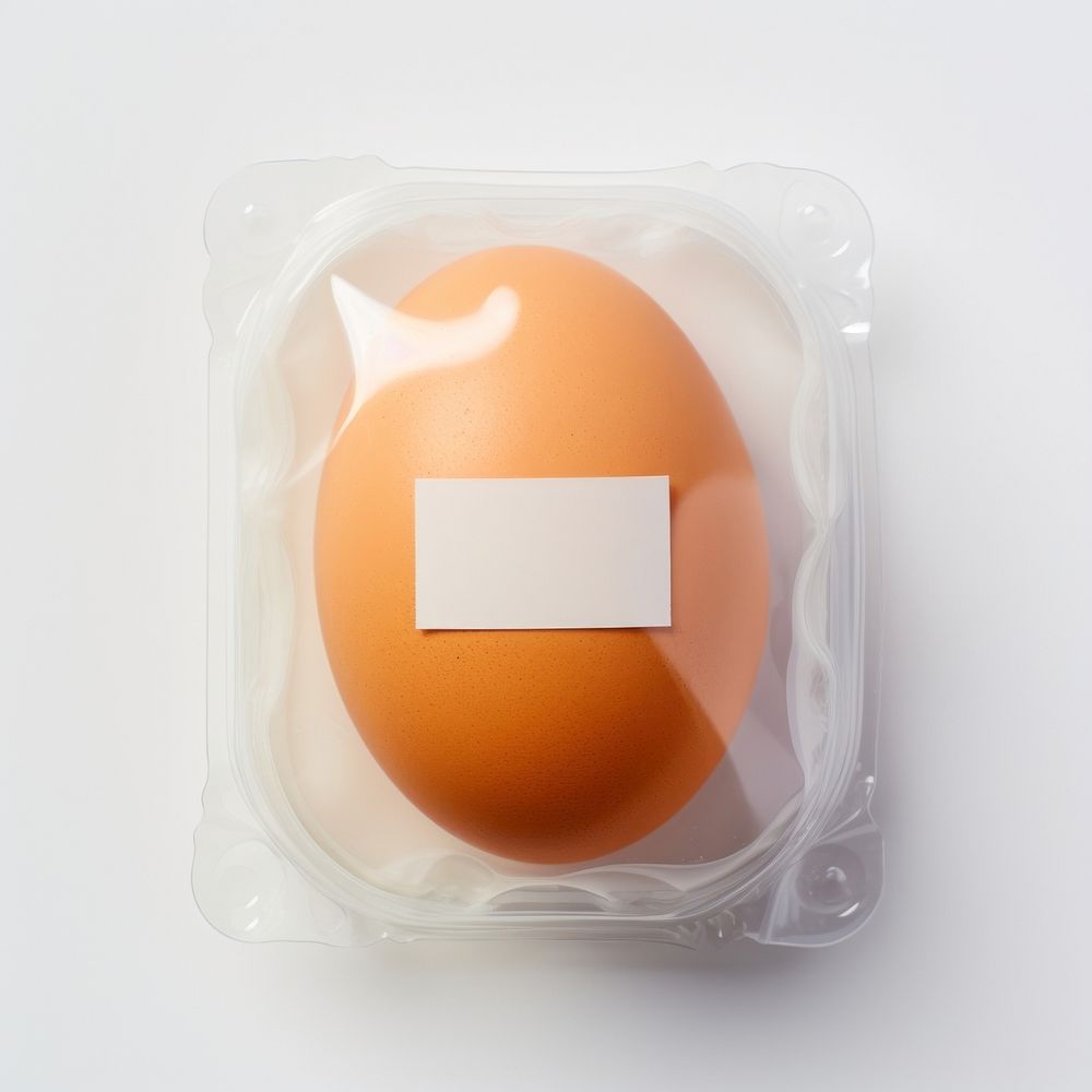 Plastic wrapping over an egg food medication eggshell.