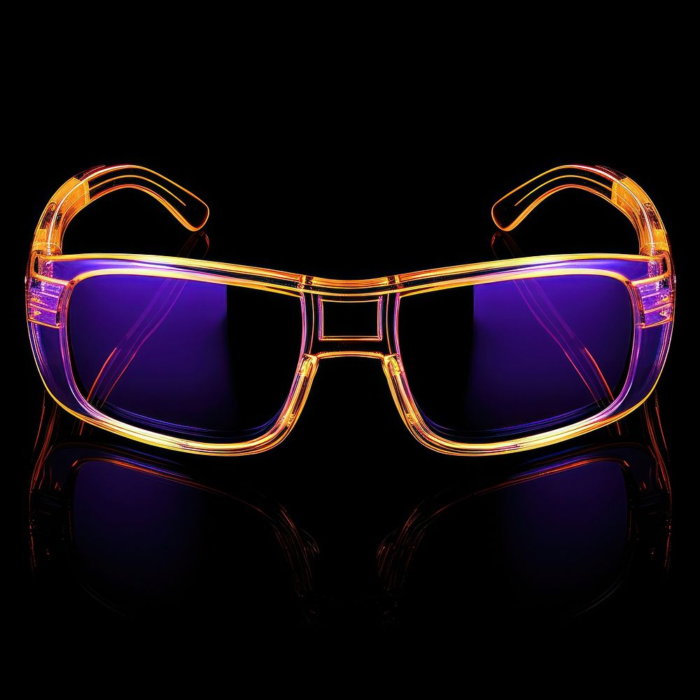 Sunglasses outline purple light black background.