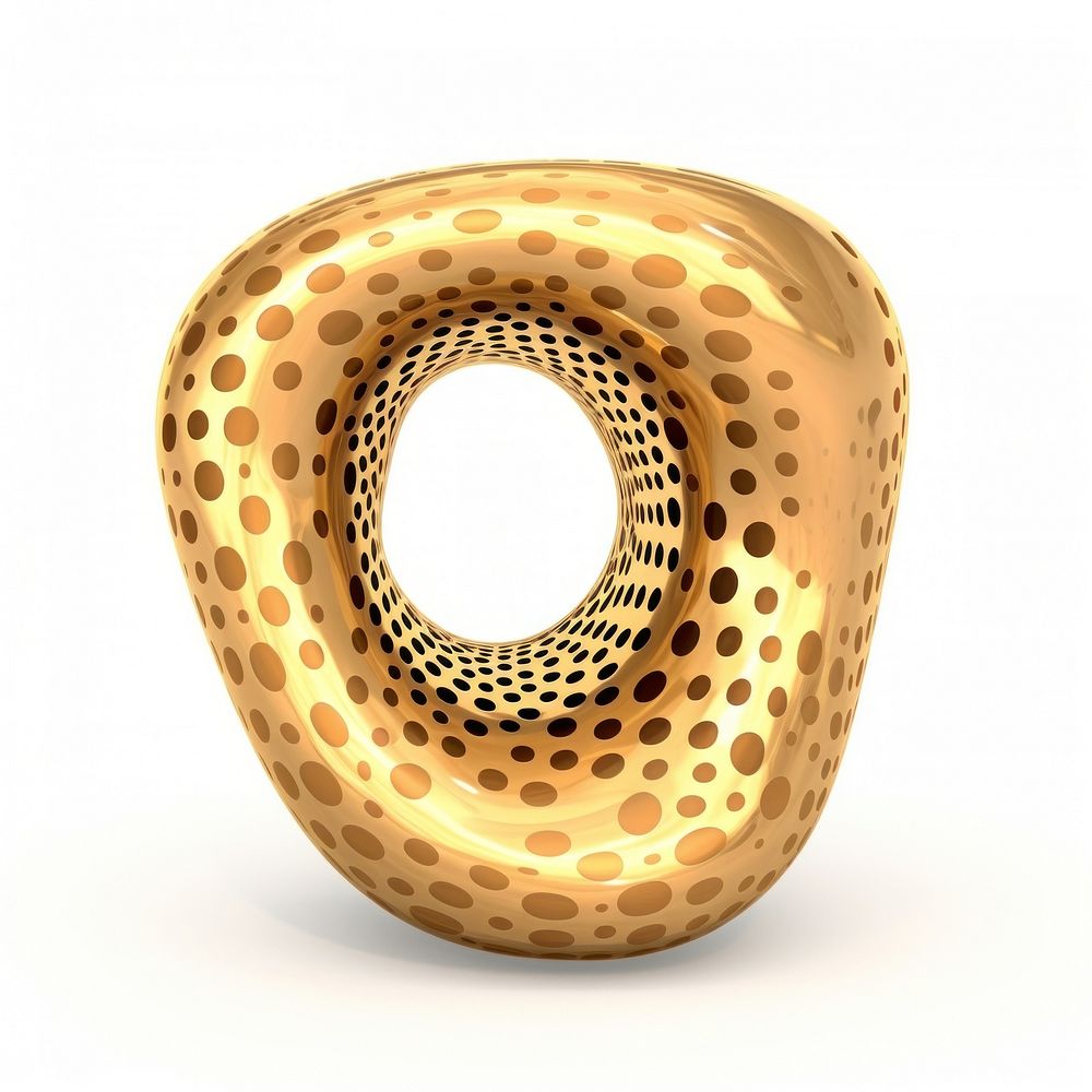 Surreal abstract shape gold color in poka dot texture white background electronics lighting.