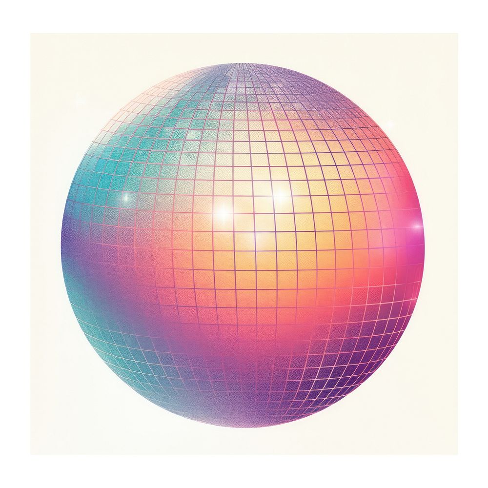 Pastel risograph printed texture of a disco ball backgrounds sphere white background.