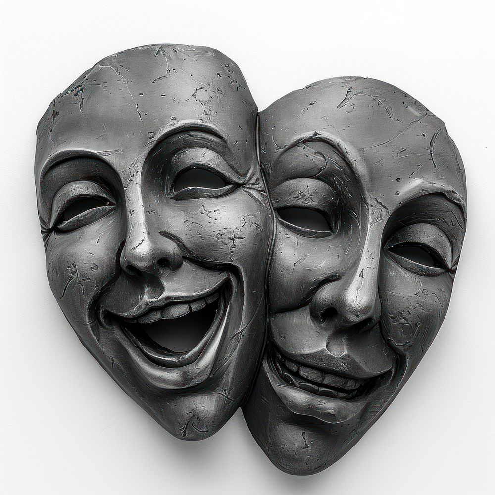 Bas-relief Theater drama mask sculpture texture portrait face representation.