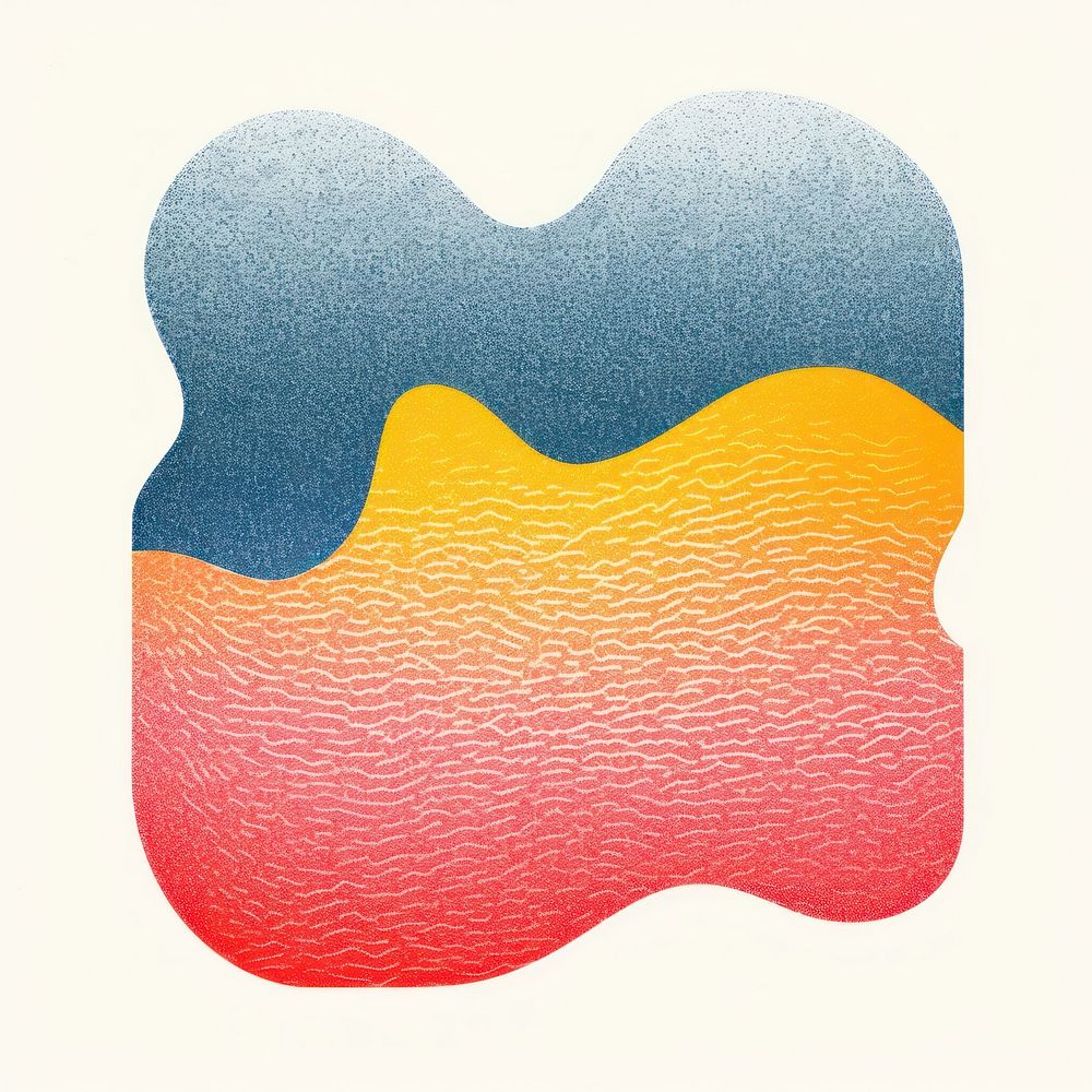 Graphic element illustration with pastel risograph printed texture of a simple shape in style of Bold unrealistic…