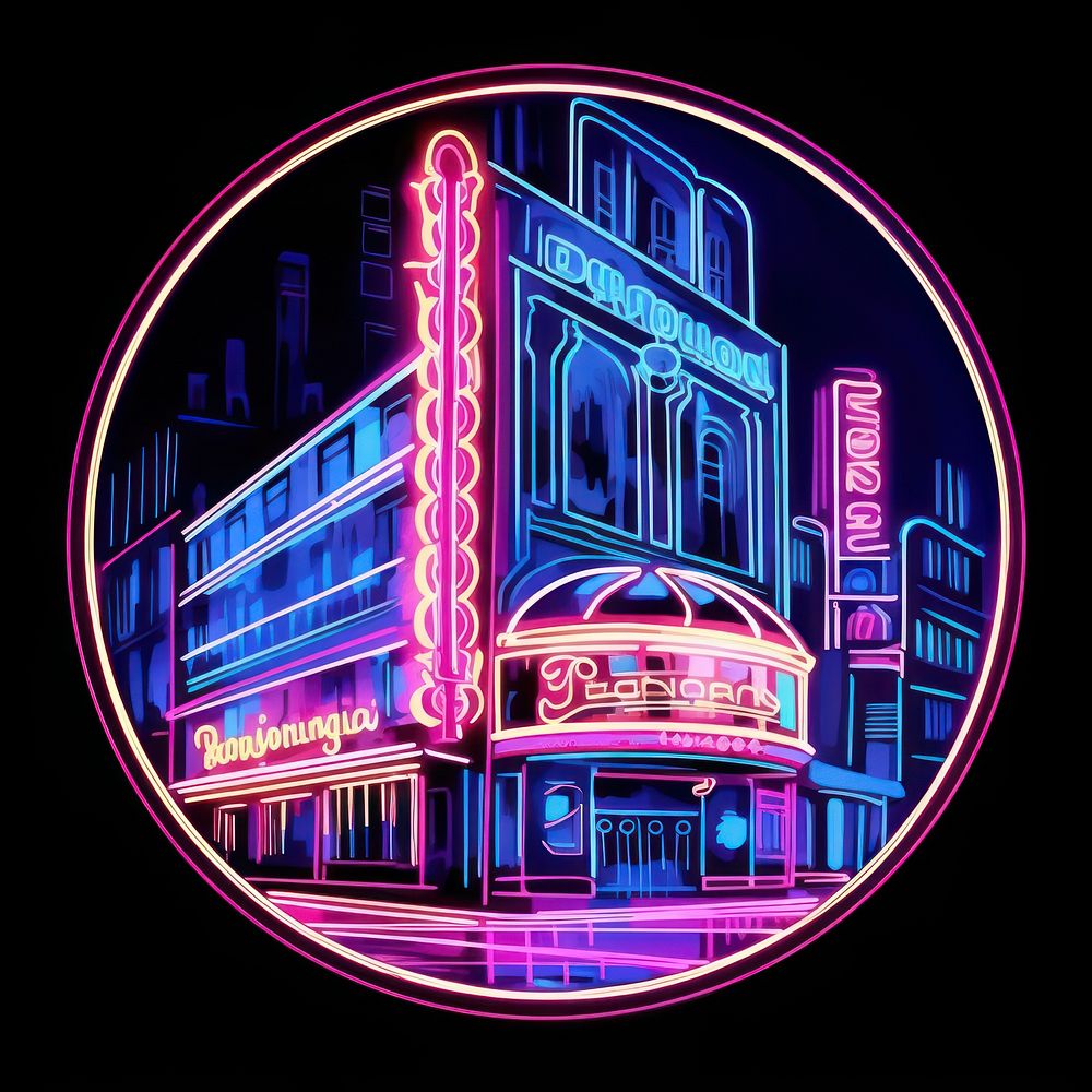 Illustration paris neon rim light purple city architecture.