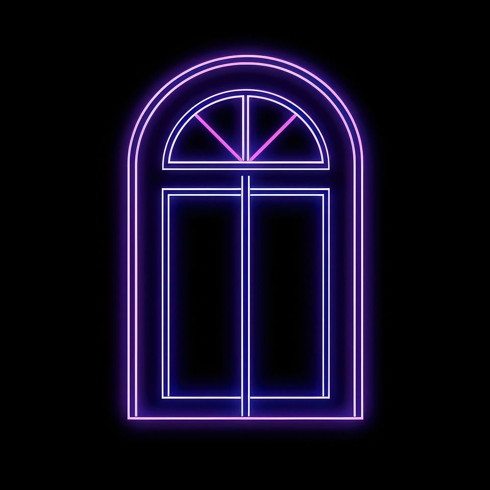 Illustration window Neon rim light purple line neon.