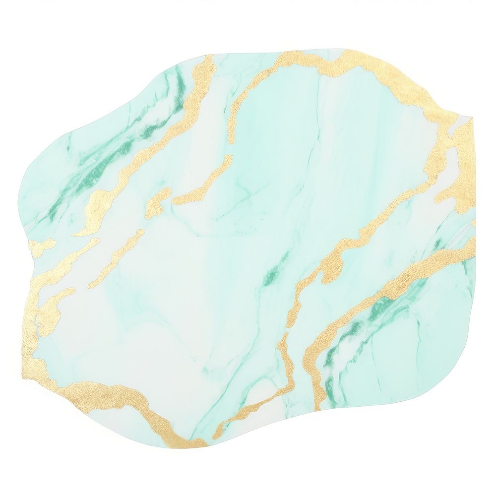 Turquoise gold marble distort shape abstract jewelry white background.