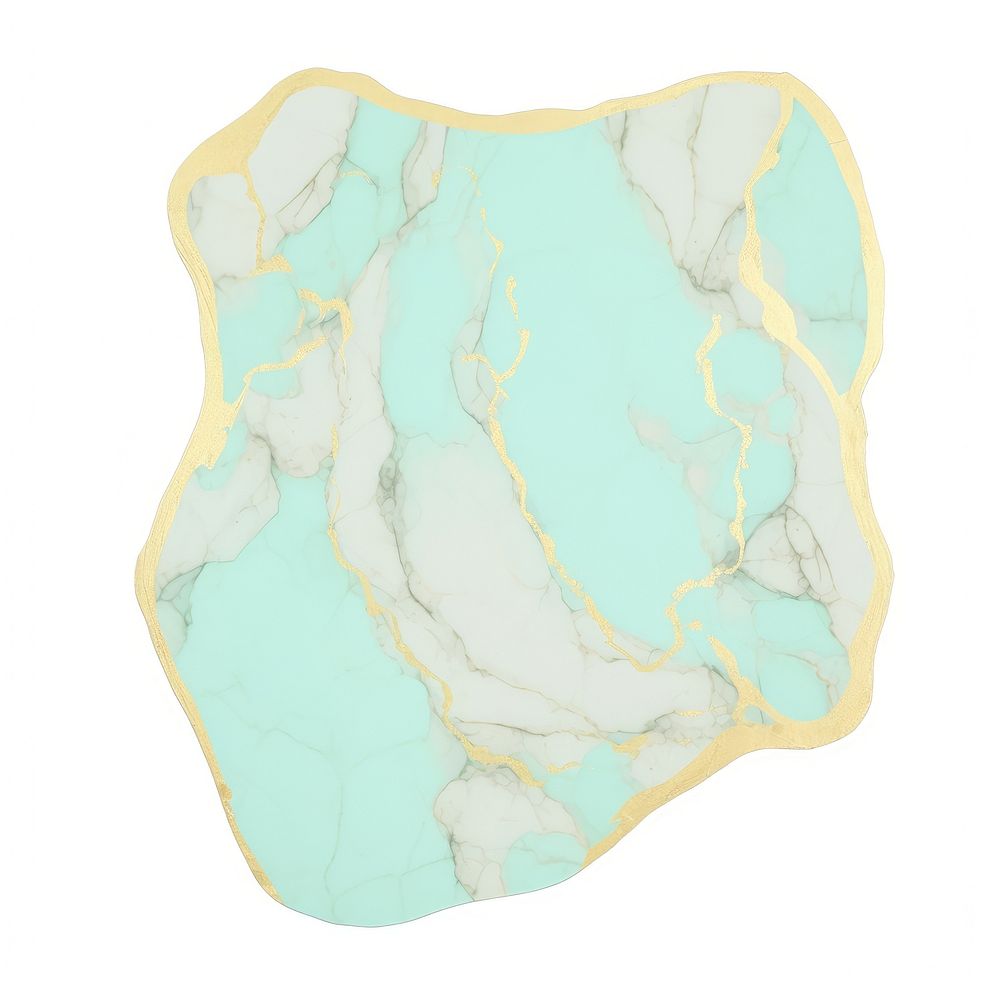 Turquoise gold marble distort shape jewelry white background accessories.