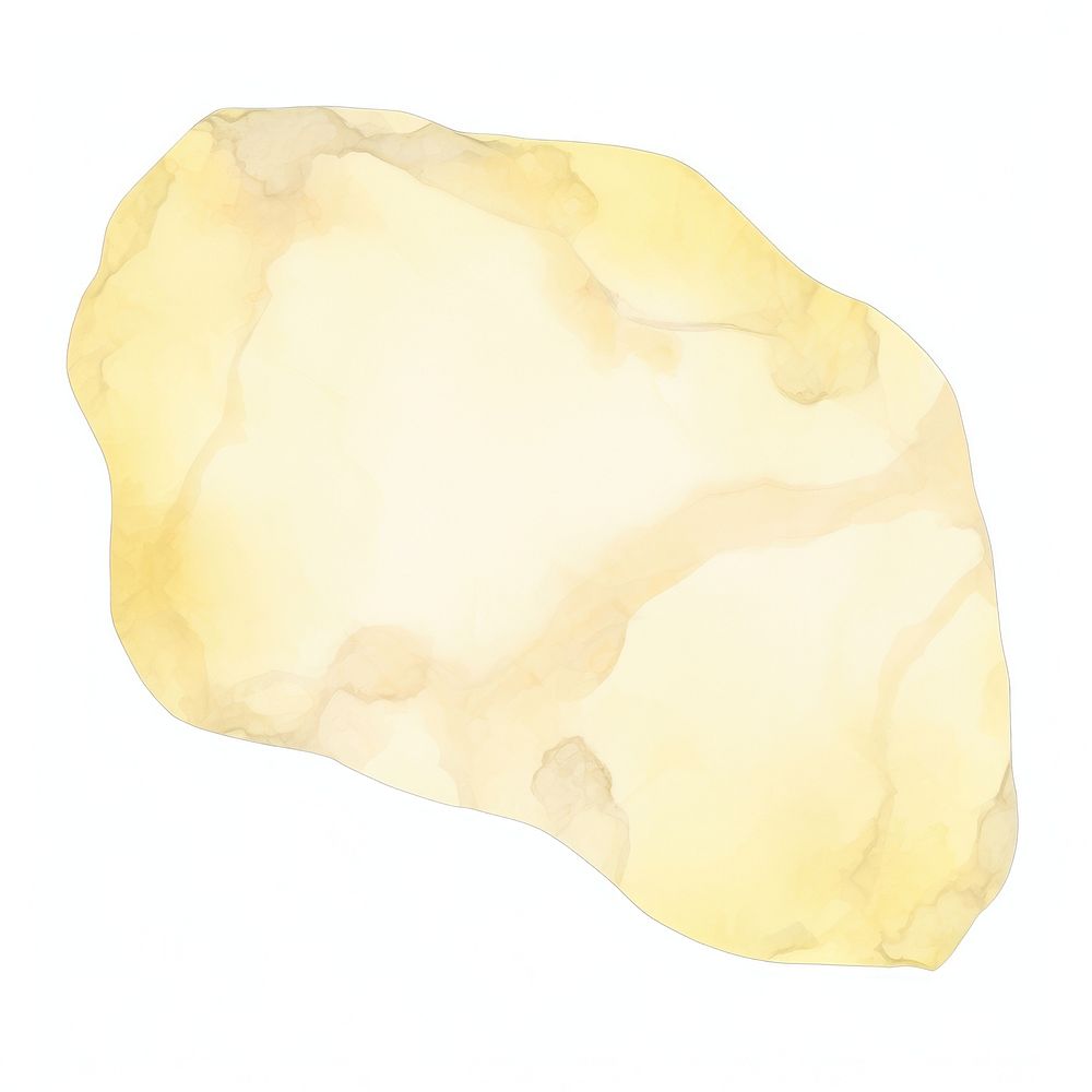 Yellow marble distort shape abstract paper white background.