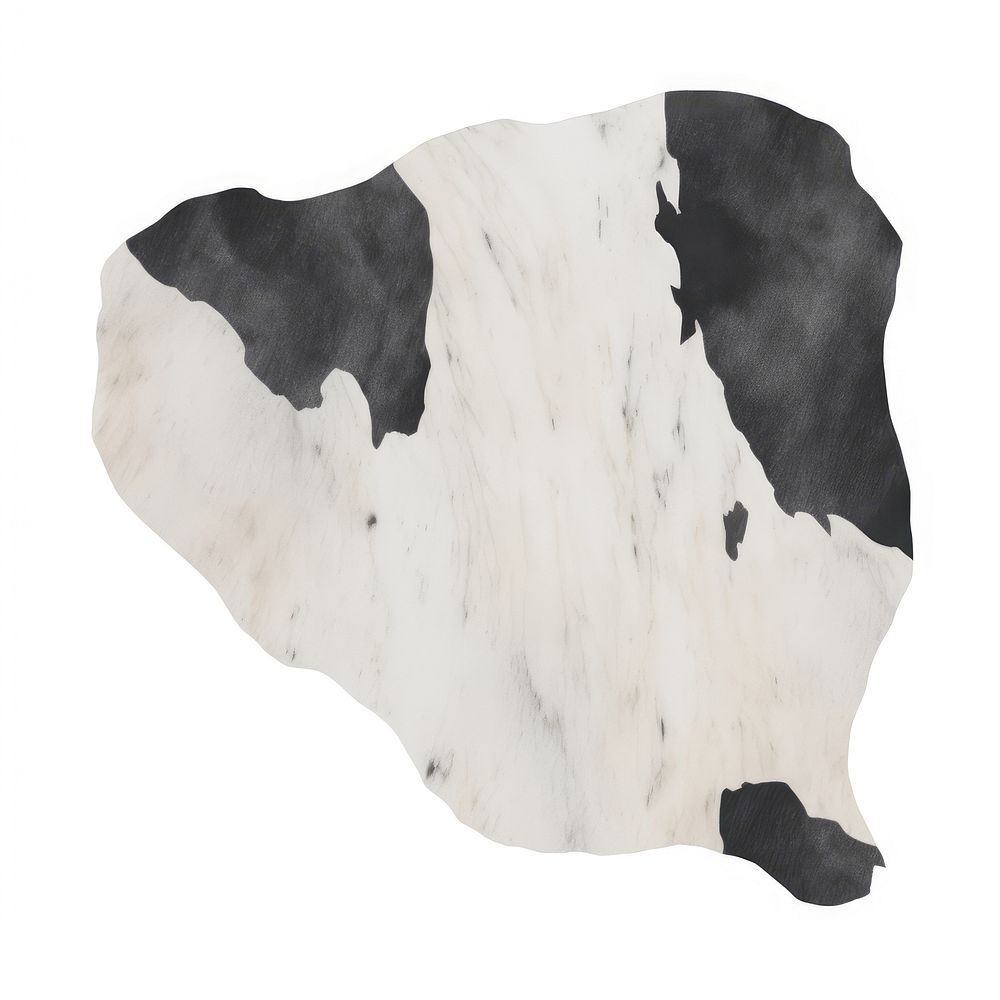 Black cow skin marble distort shape white background livestock pattern.