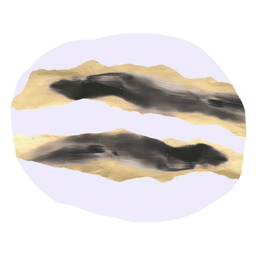 Black gold marble distort shape white background painting outdoors.