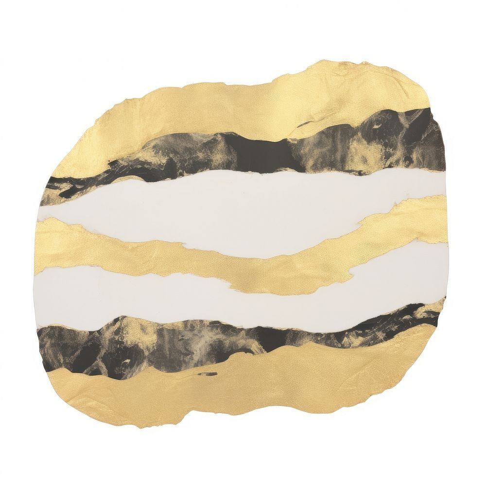 Black gold marble distort shape paper white background accessories.