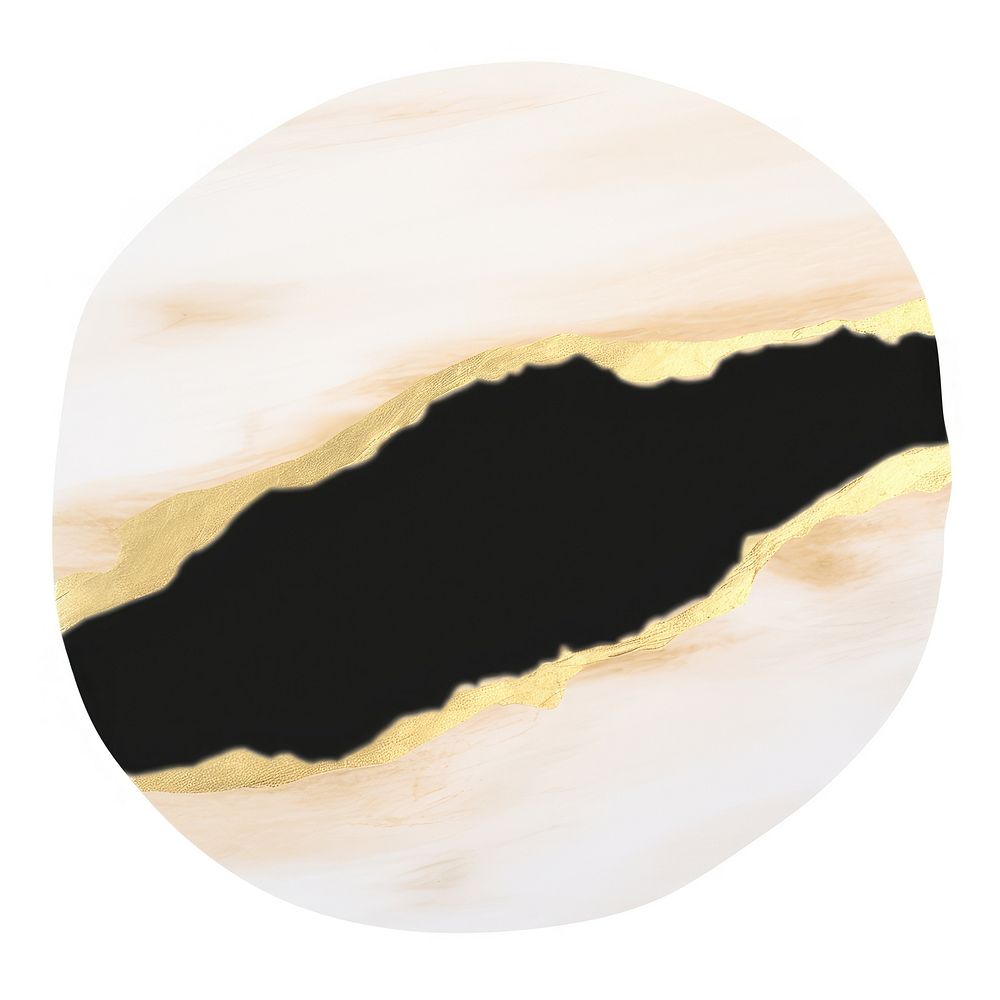 Black gold marble distort shape white background astronomy textured.