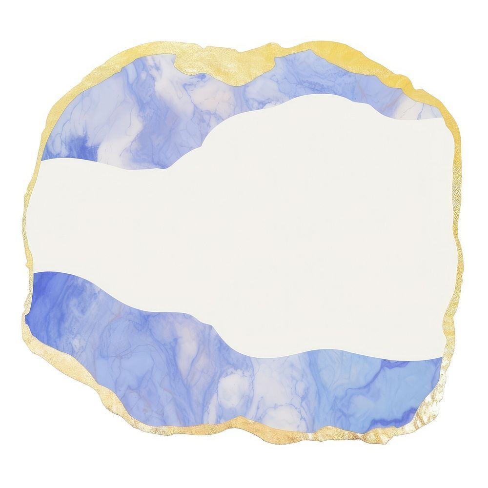 Blue gold marble distort shape abstract paper white background.