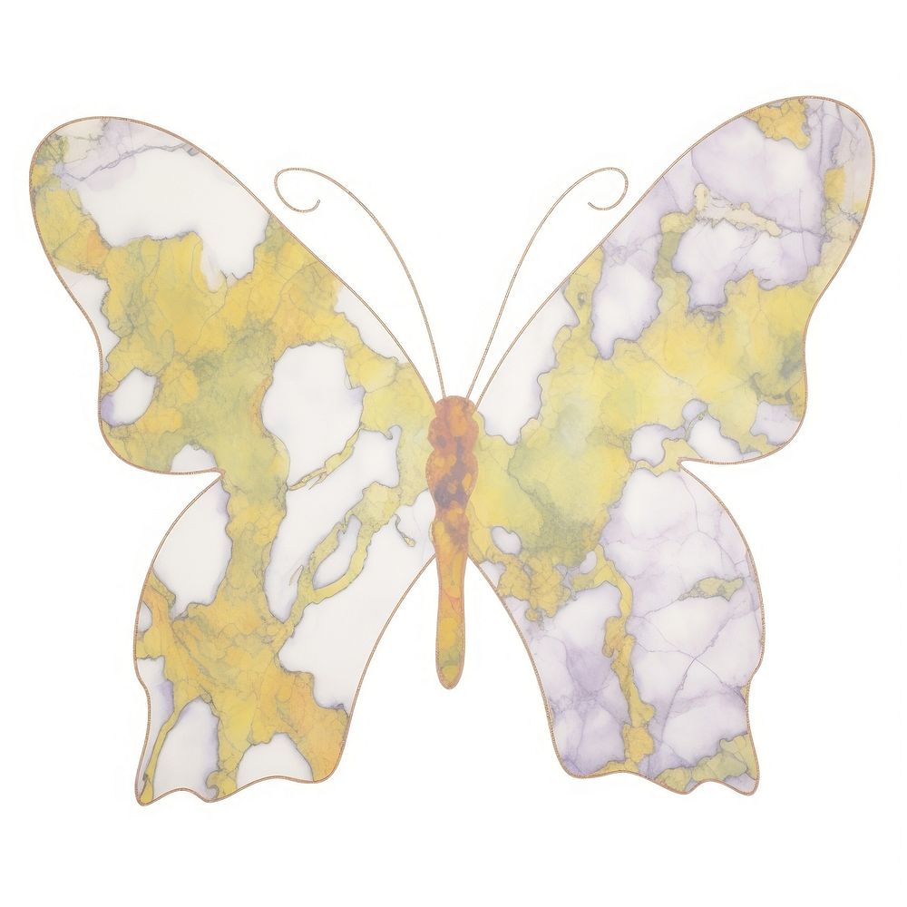 Butterfly shape marble distort shape animal white background magnification.