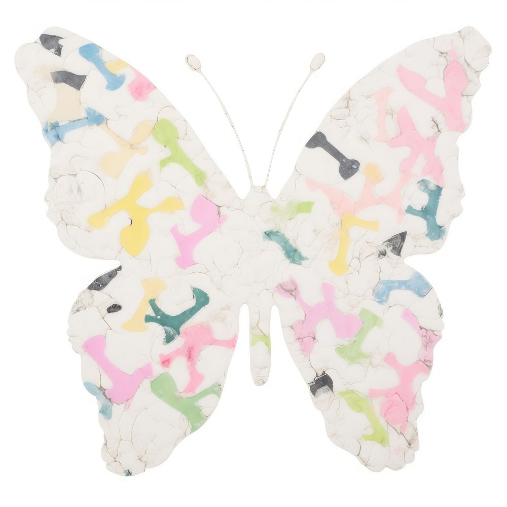 Butterfly shape marble distort shape art white background creativity.
