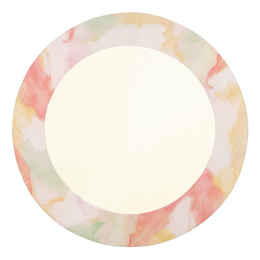 Circle marble distort shape paper plate white background.