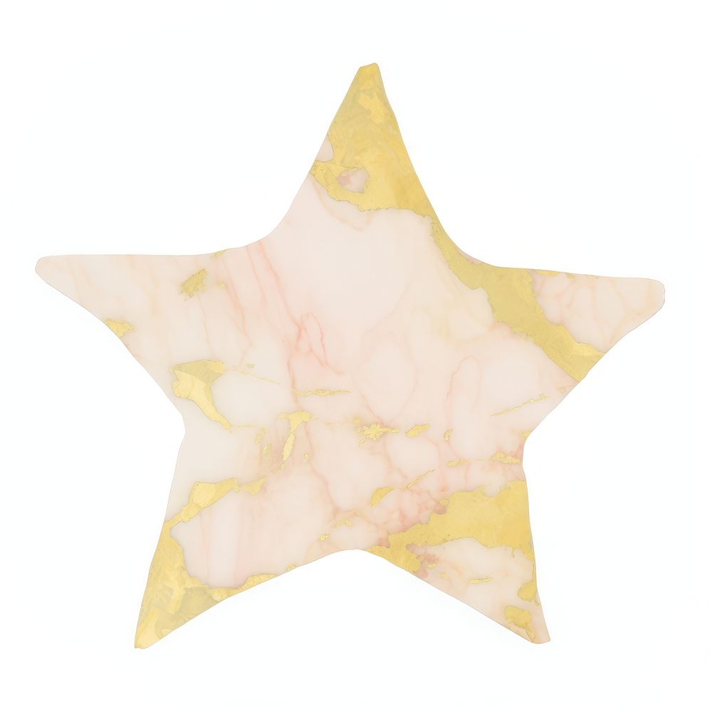 Gold star marble distort shape white background starfish pattern.
