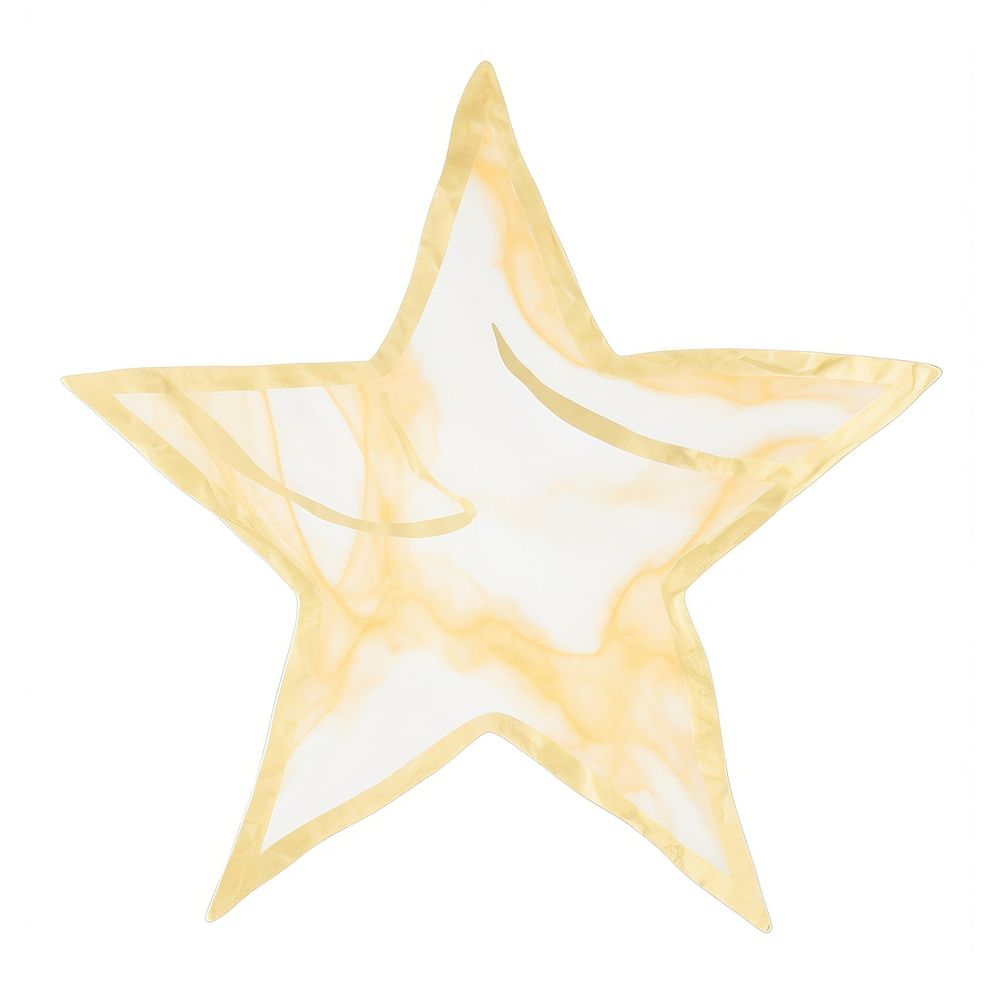 Gold star marble distort shape symbol paper white background.