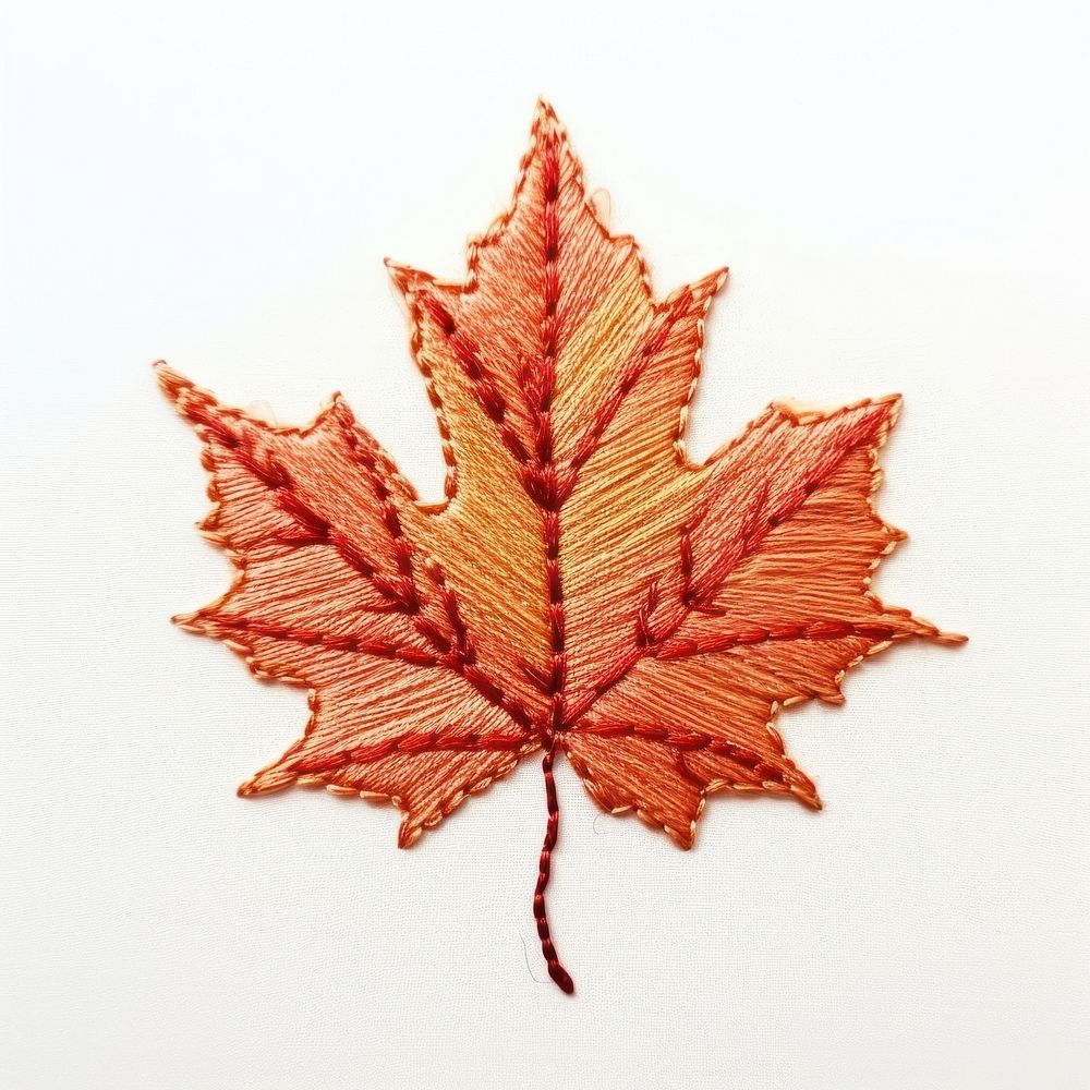 Autumn leave in embroidery style pattern leaves plant.