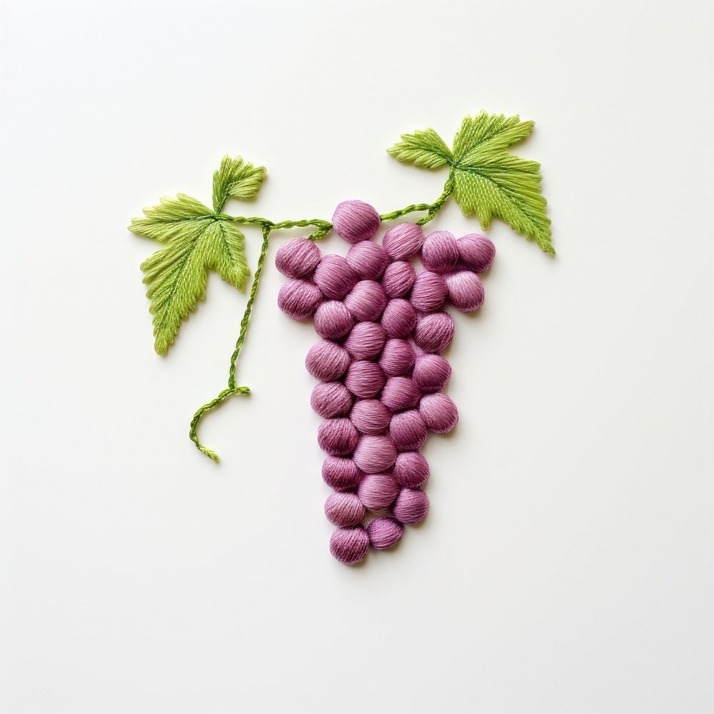 Grapes in embroidery style fruit berry plant.