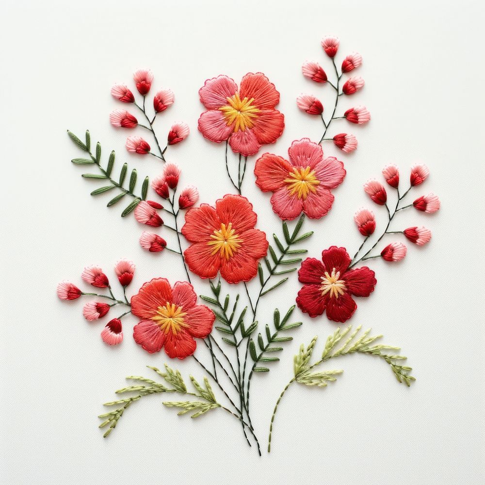 Flowe bouquet in embroidery style pattern cross-stitch creativity.
