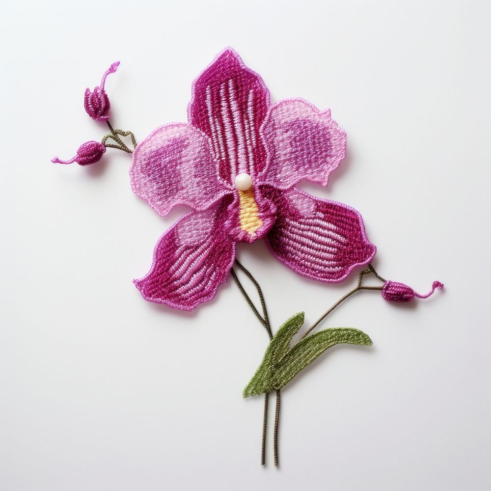 Orchid in embroidery style pattern flower plant.