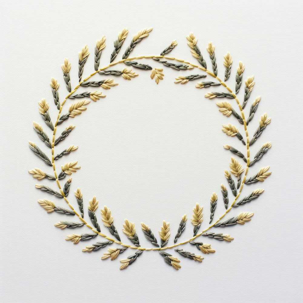 Laurel wreath in embroidery style jewelry pattern celebration.