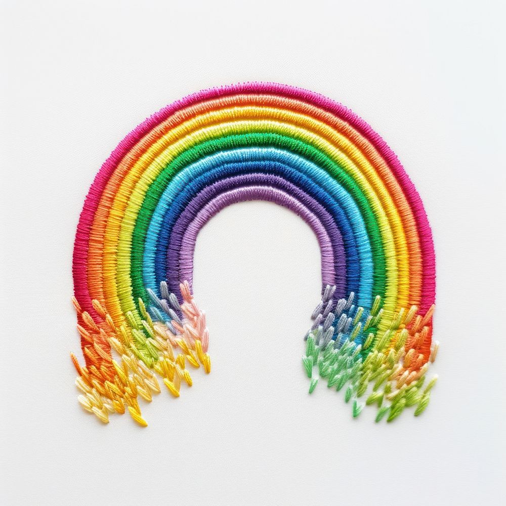 Rainbow in embroidery style pattern accessories creativity.