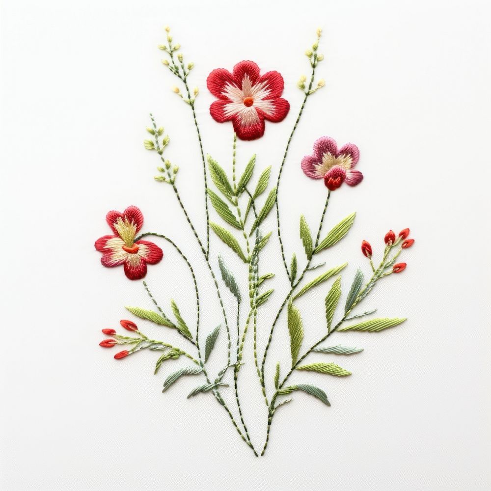 Wildflower in embroidery style pattern plant creativity.