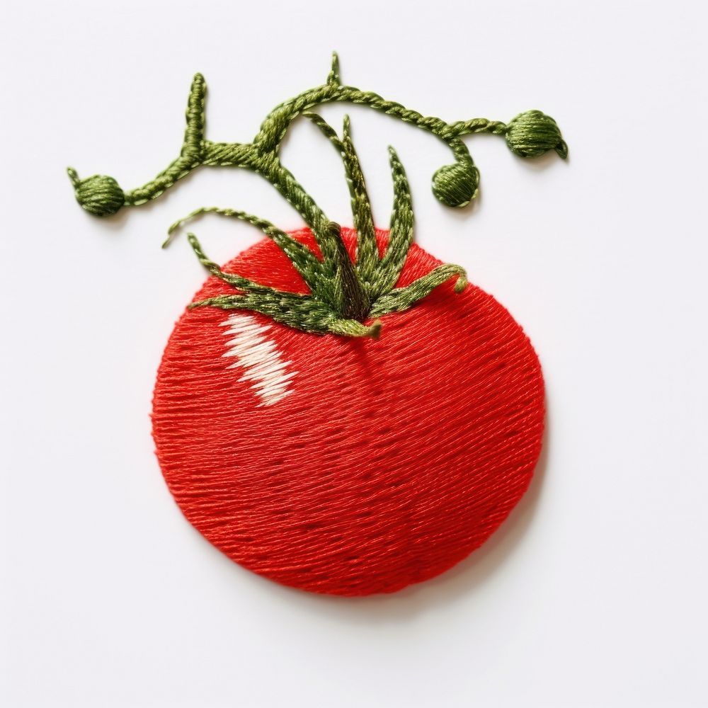 Tomato in embroidery style food accessories ingredient.