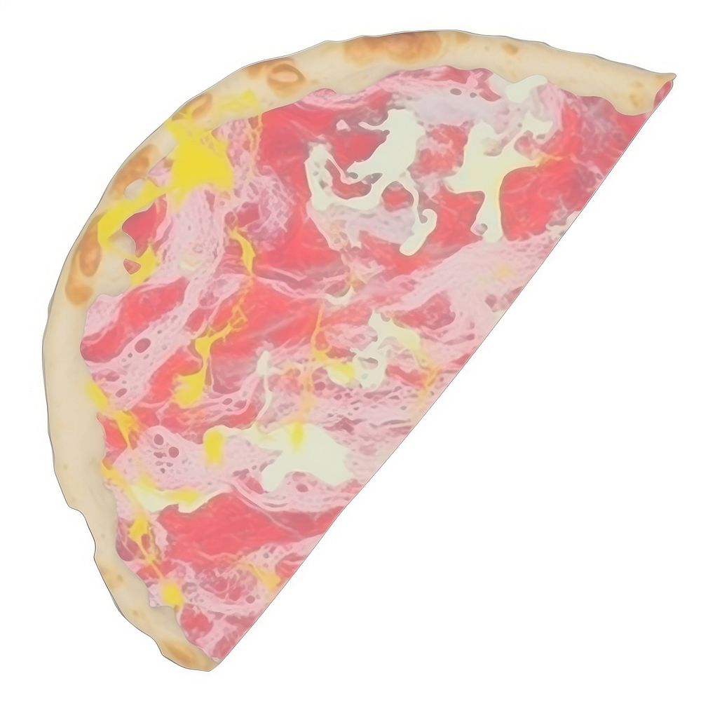 Pizza marble distort shape food white background magnification.