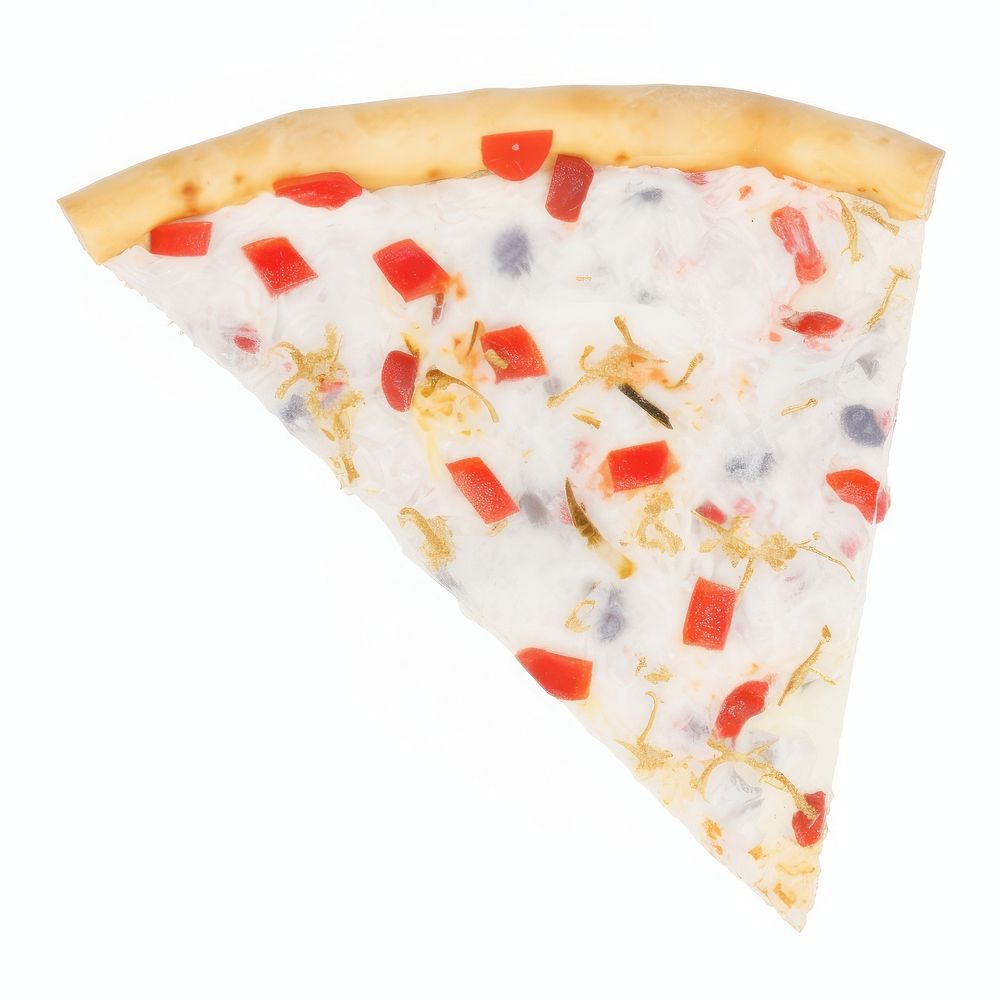 Pizza piece marble distort shape food white background freshness.