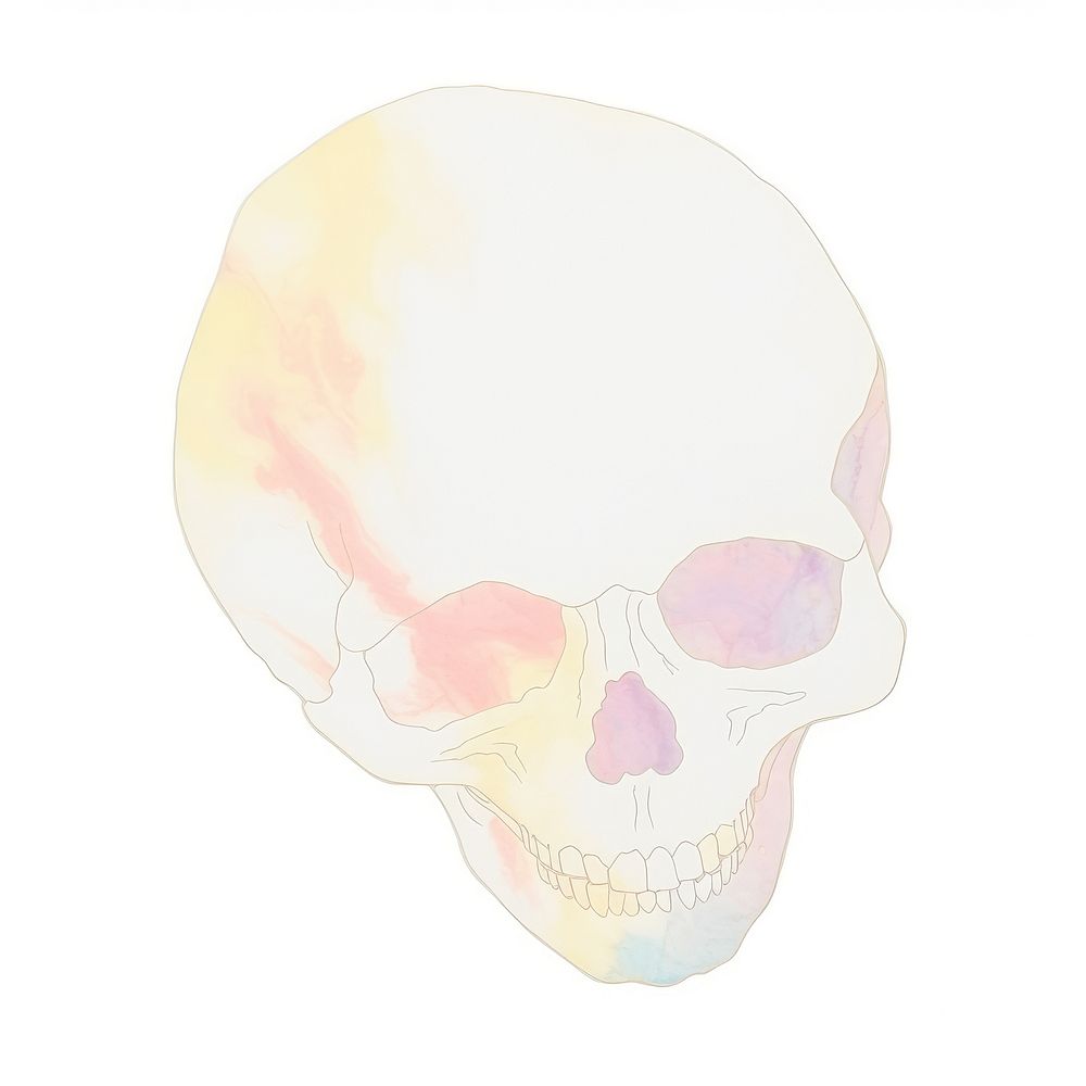 Skull marble distort shape drawing sketch white background.