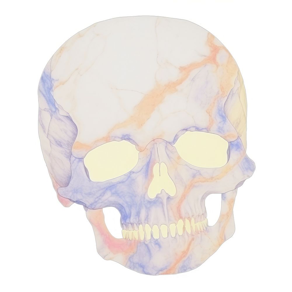 Skull marble distort shape white background anthropology accessories.