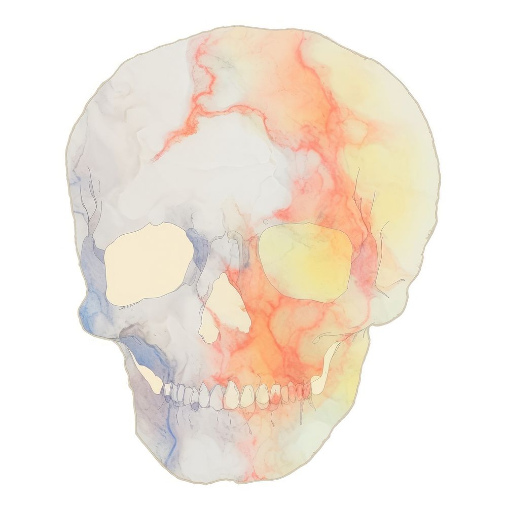 Skull marble distort shape art white background accessories.