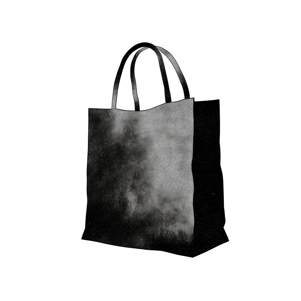Grocery bag handbag black white background.
