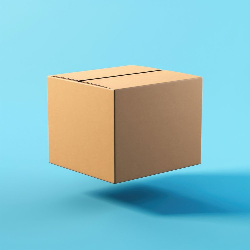 A brown cardboard box carton blue blue background. AI generated Image by rawpixel.