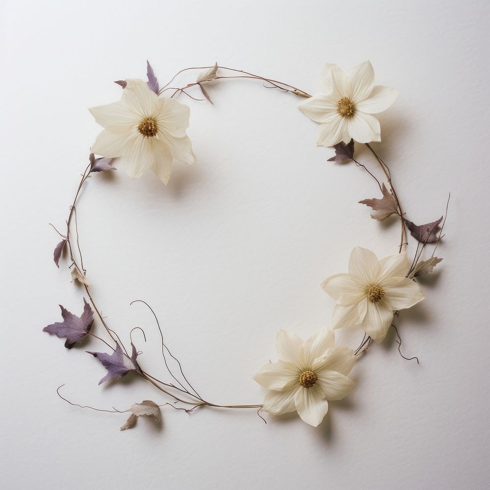  Real pressed moonflower necklace jewelry wreath. AI generated Image by rawpixel.
