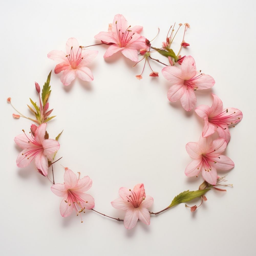  Real pressed azalea flowers blossom wreath petal. AI generated Image by rawpixel.