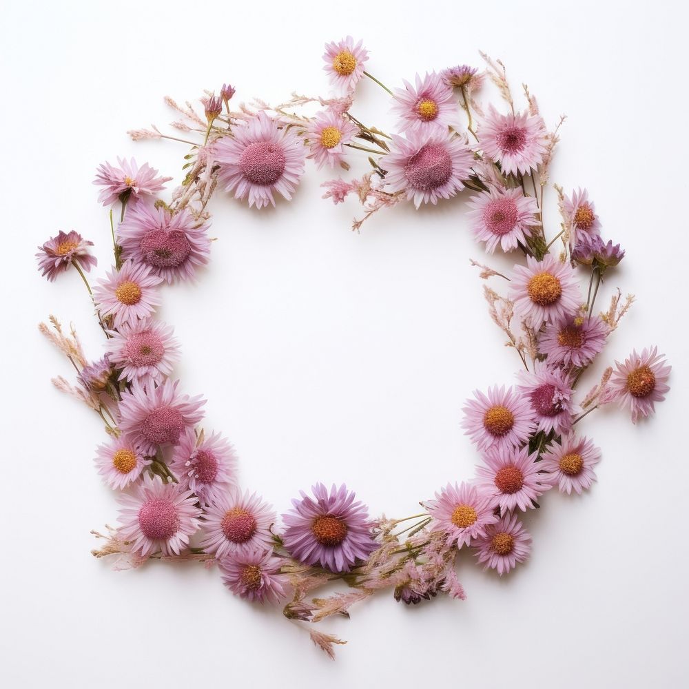  Real pressed Aster flowers wreath petal plant. AI generated Image by rawpixel.