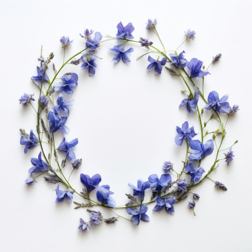 Real pressed bluebells flowers wreath plant petal. AI generated Image by rawpixel.