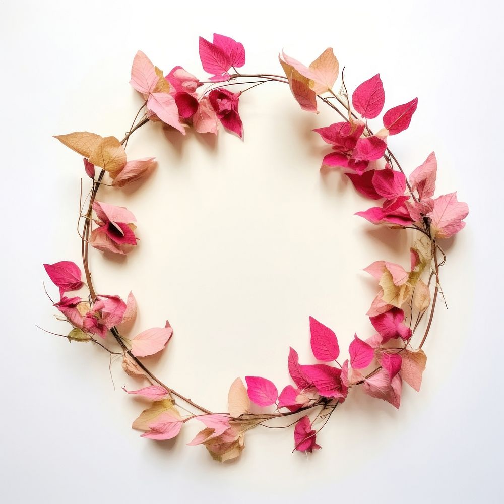  Real pressed bougainvillea flowers and leaf wreath petal plant. AI generated Image by rawpixel.