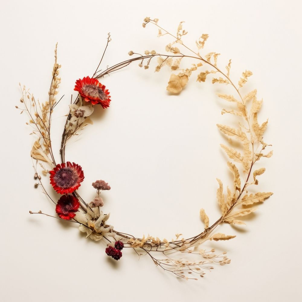  Real pressed christmas flowers jewelry wreath plant. AI generated Image by rawpixel.