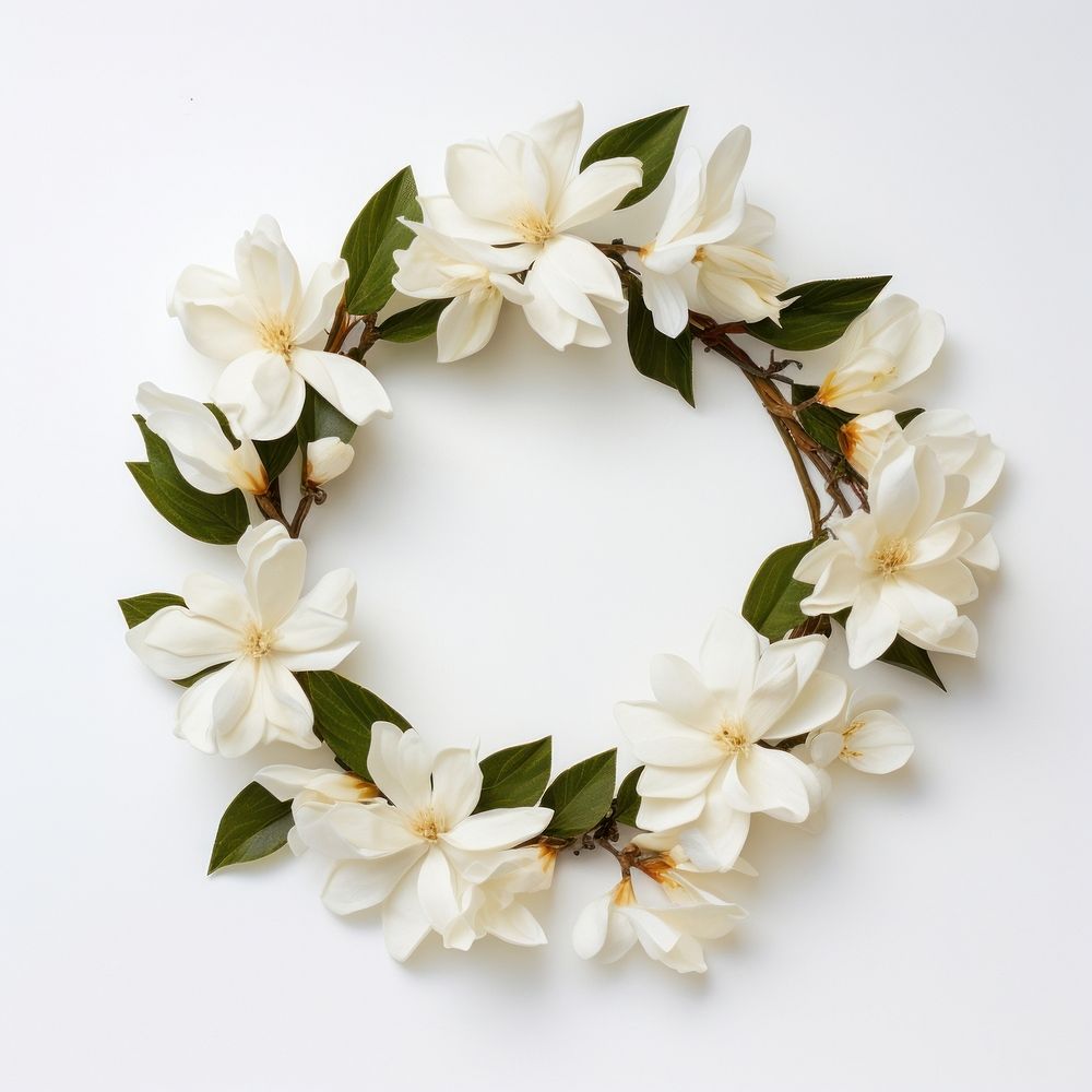  Real pressed gardenia flowers wreath plant inflorescence. AI generated Image by rawpixel.